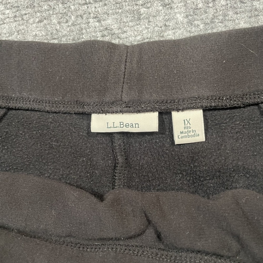 LL Bean Fleece Lined Pants Womens 1X Black Plus Size Stretch Pullon Pockets - Picture 7 of 10